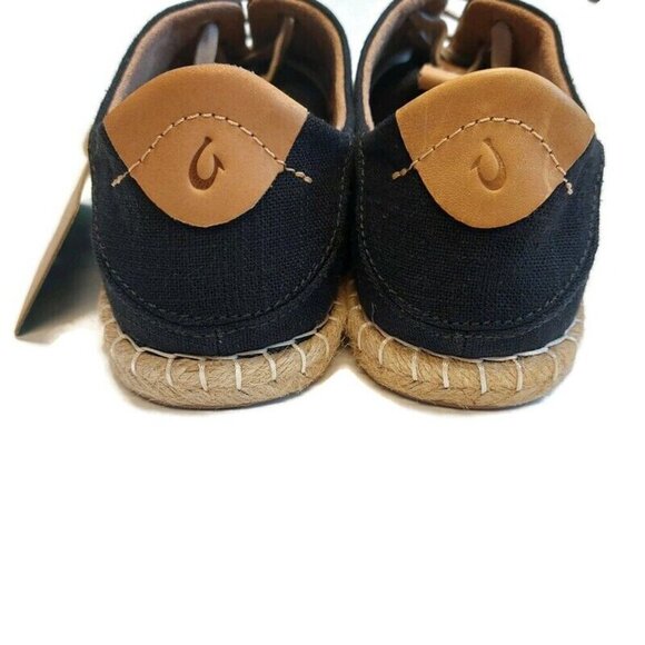 Olukai KAULA PA'A LI Convertible Linen Textile Espadrille Sneaker Womens 7 Black - Picture 6 of 9